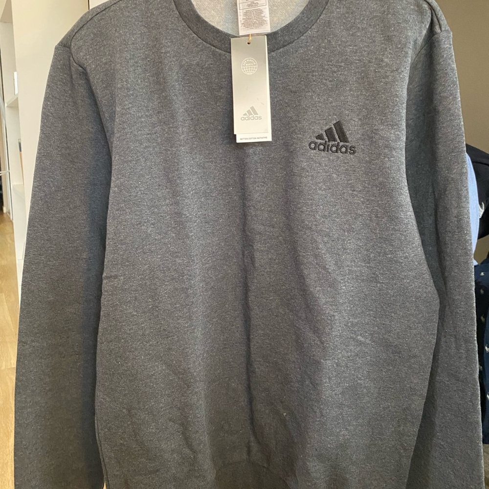 Adidas Gray Crewneck Sweater Soft Cotton